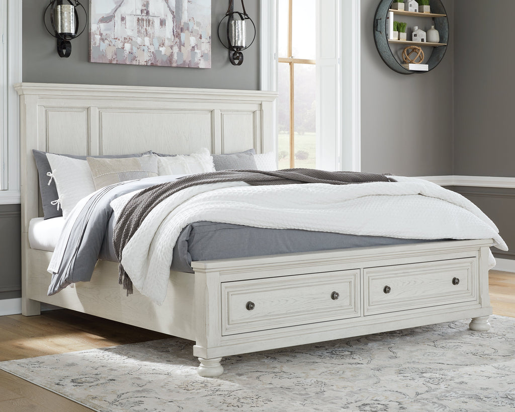 Robbinsdale King Panel Storage Bedroom Set, White