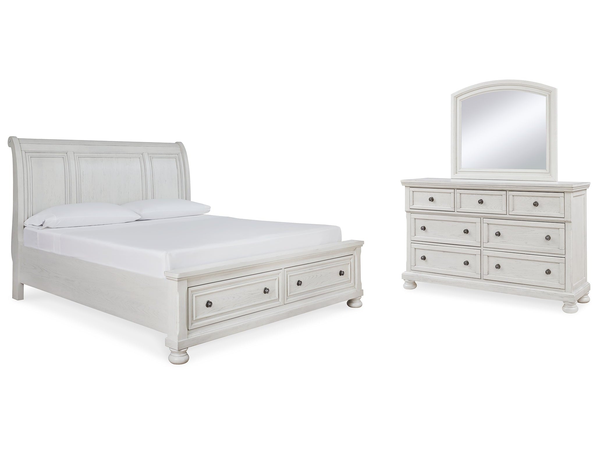 Robbinsdale King Sleigh Storage Bedroom Set, White