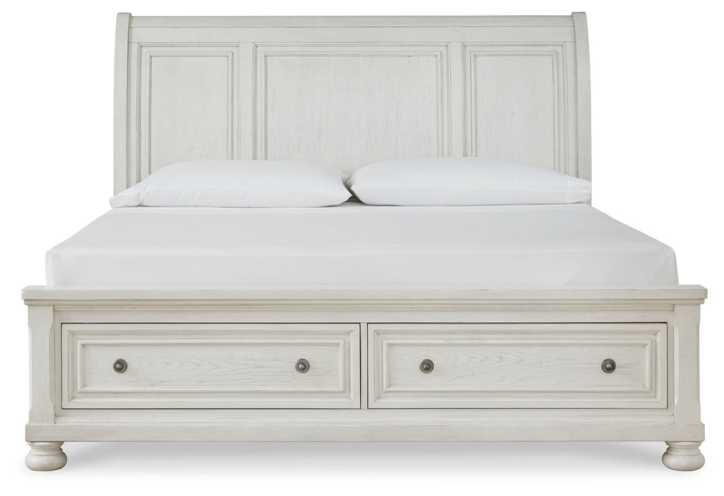 Robbinsdale Queen Sleigh Storage Bedroom Set, White