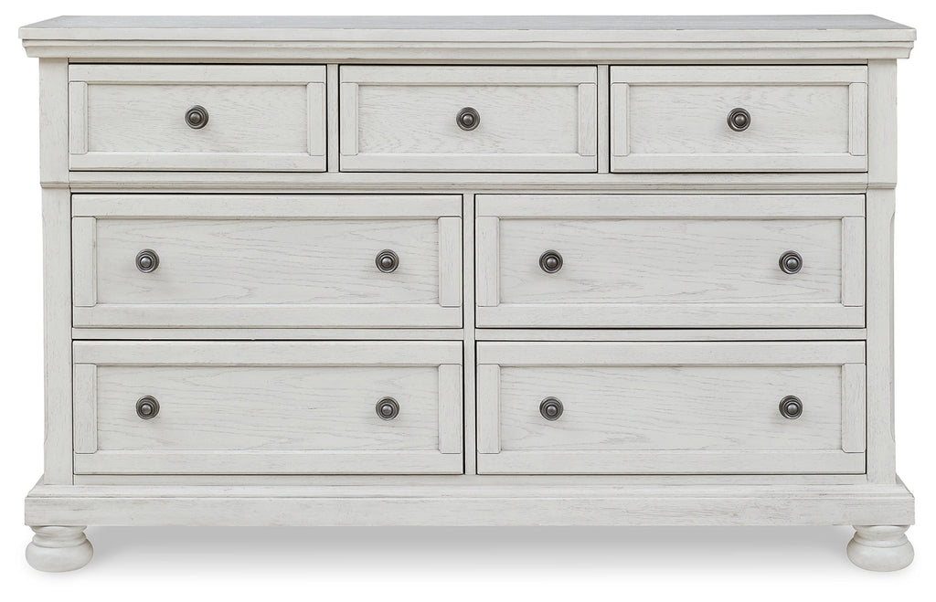 Robbinsdale White Twin Sleigh Storage Bedroom Set with Dresser