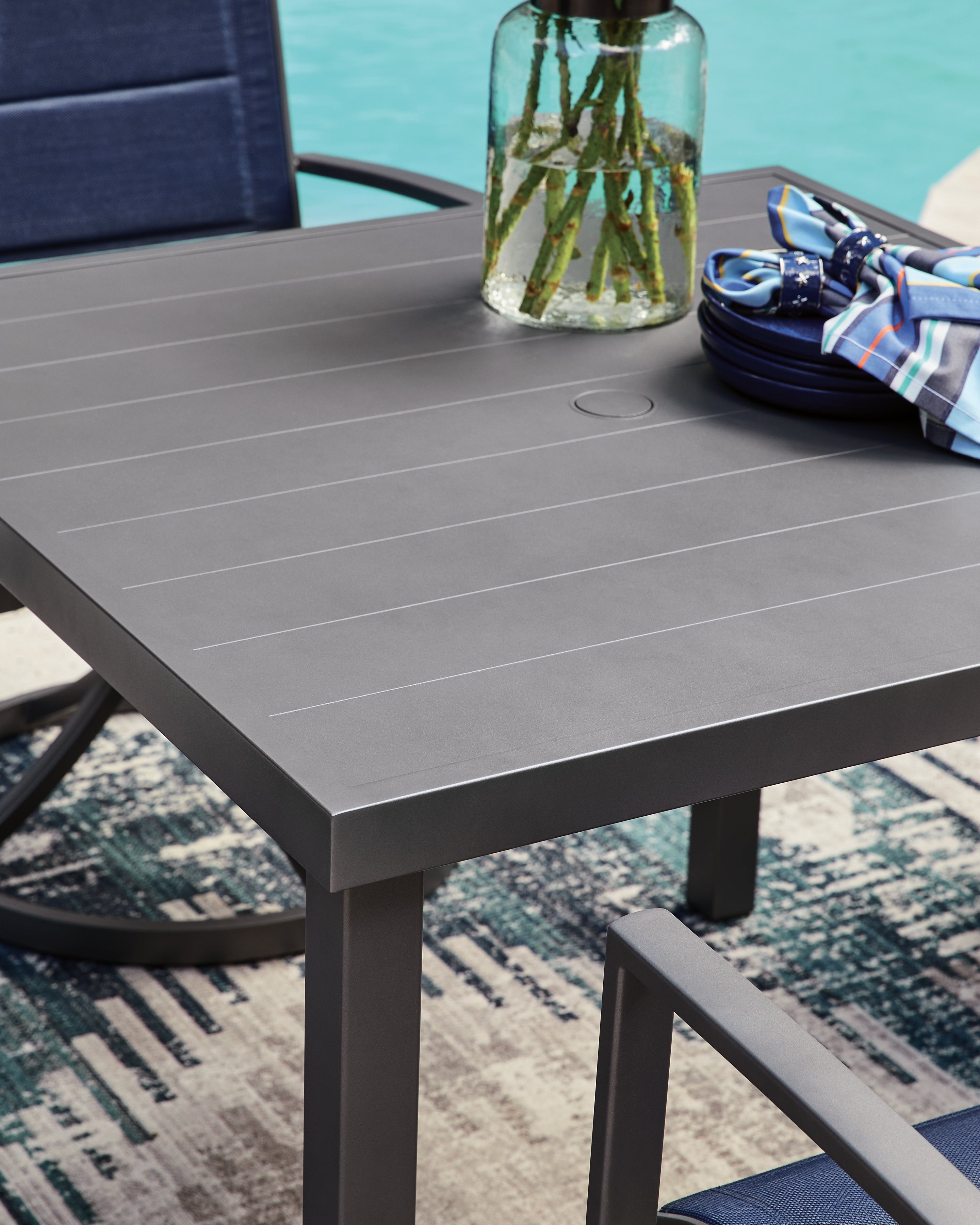 Rocky Creek Gray Square Dining Table w/UMB OPT