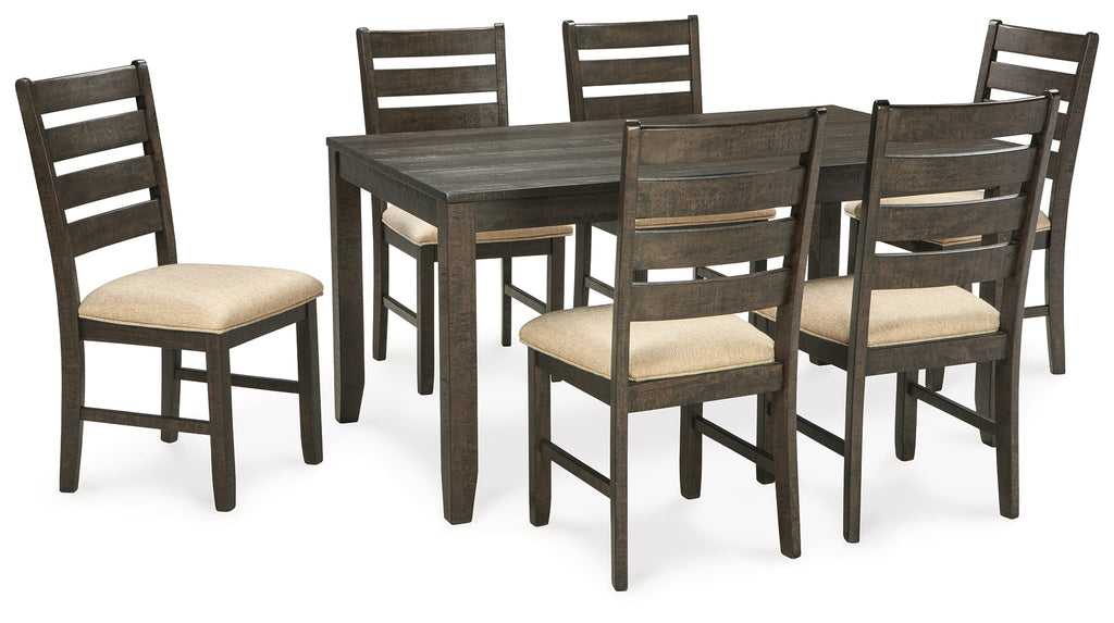 Rokane Brown Dining Room Table & Chairs (Set of 7)