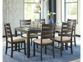 Rokane Brown Dining Room Table & Chairs (Set of 7)
