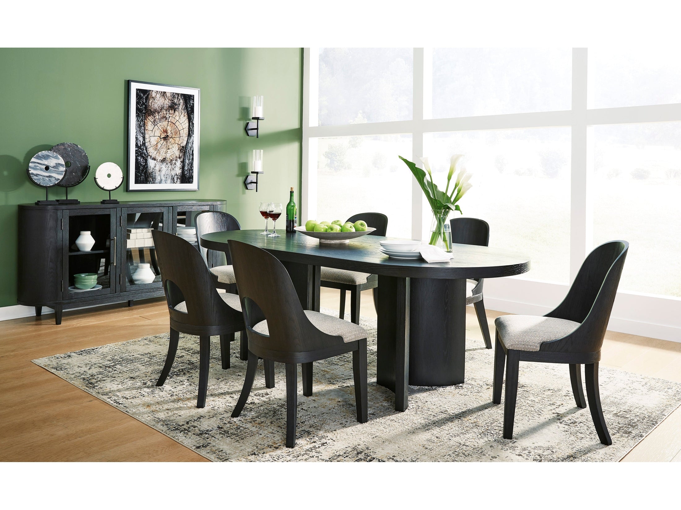 Rowanbeck Black Dining Room Set / 7pc