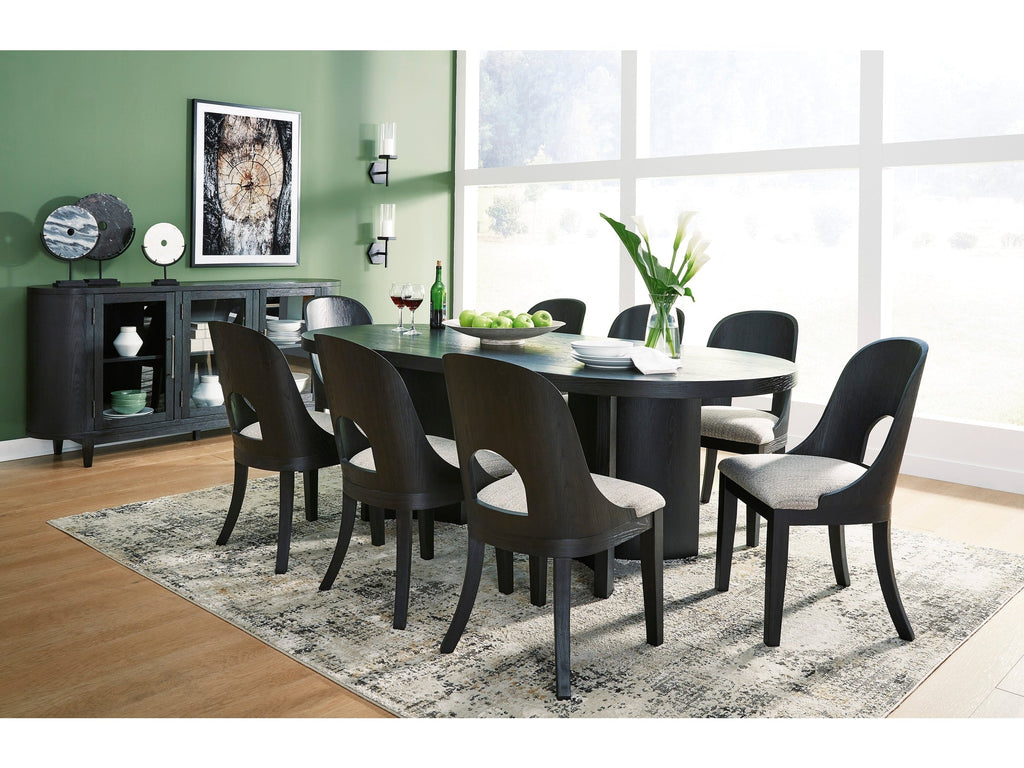 Rowanbeck Black Dining Room Set / 9pc