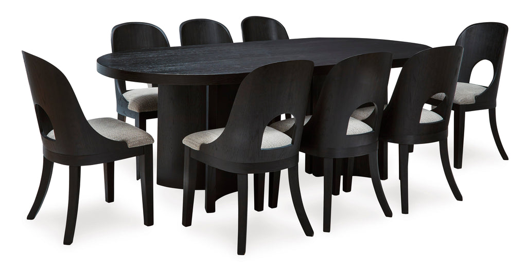 Rowanbeck Black Dining Room Set / 9pc