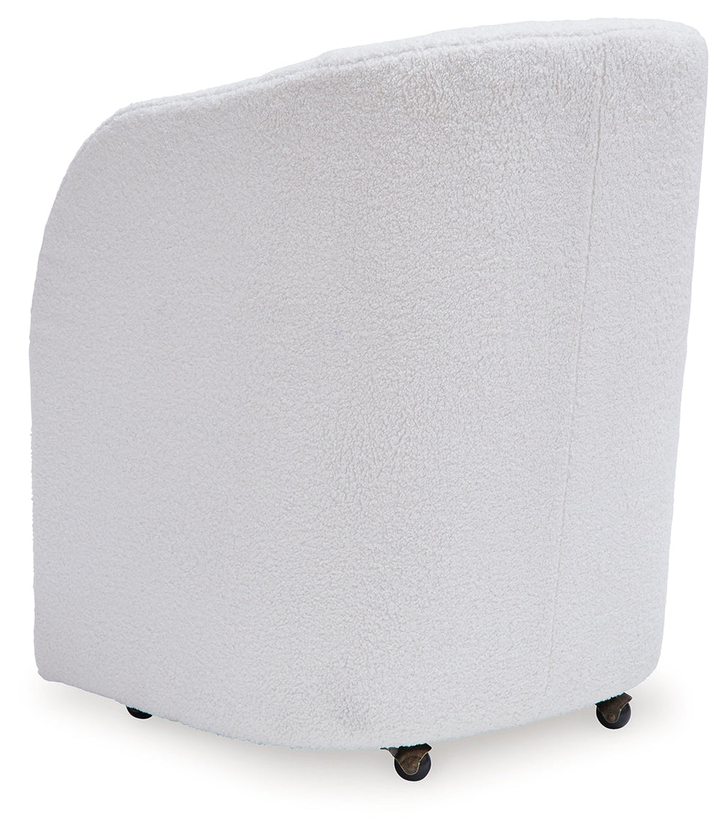 Rowanbeck Dining Room Set w/ 2 Fully Upholstered White Armchairs / 7 Pc, Black