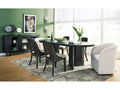Rowanbeck Dining Room Set w/ 2 Fully Upholstered White Armchairs / 7 Pc, Black