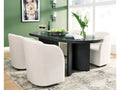 Rowanbeck Dining Room Set w/ 4 Fully Upholstered White Armchairs / 5 Pc, Black