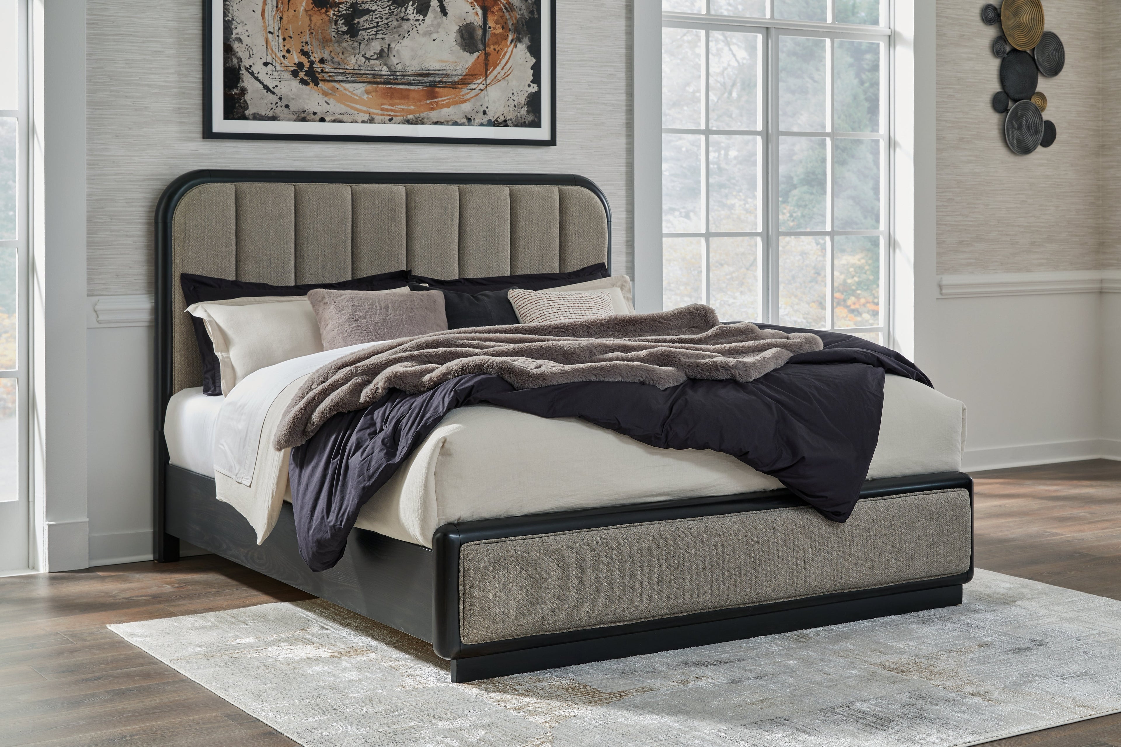 Rowanbeck California King Upholstered Panel Bedroom Set