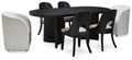 Rowanbeck Gray/Black Dining Table, 2 Arm Chairs and 4 Side Chairs
