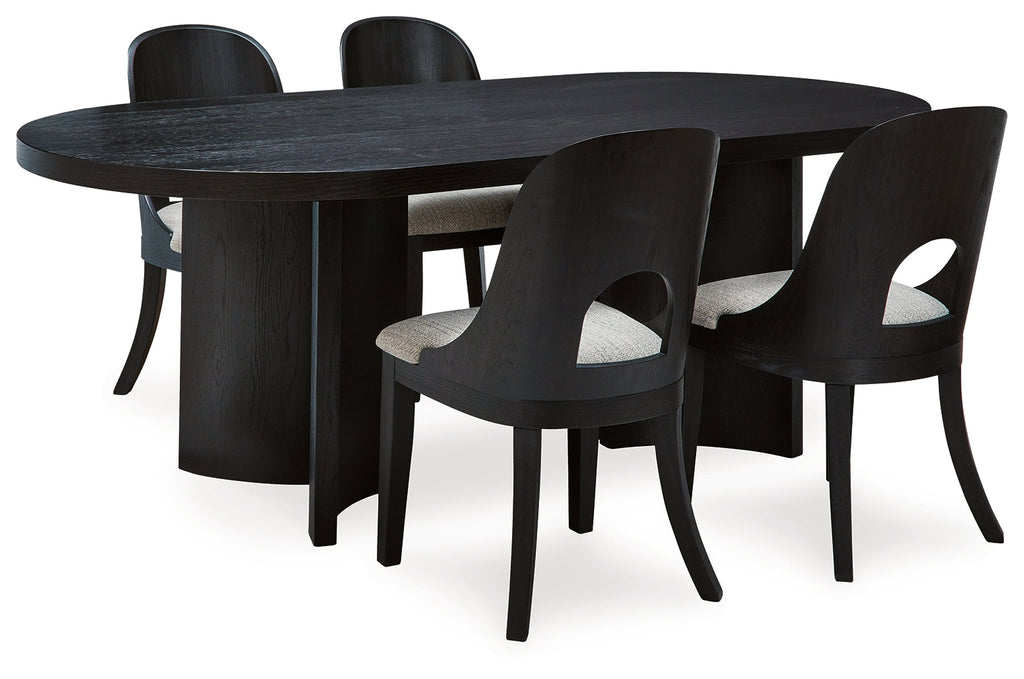 Rowanbeck Gray/Black Dining Table and 4 Chairs