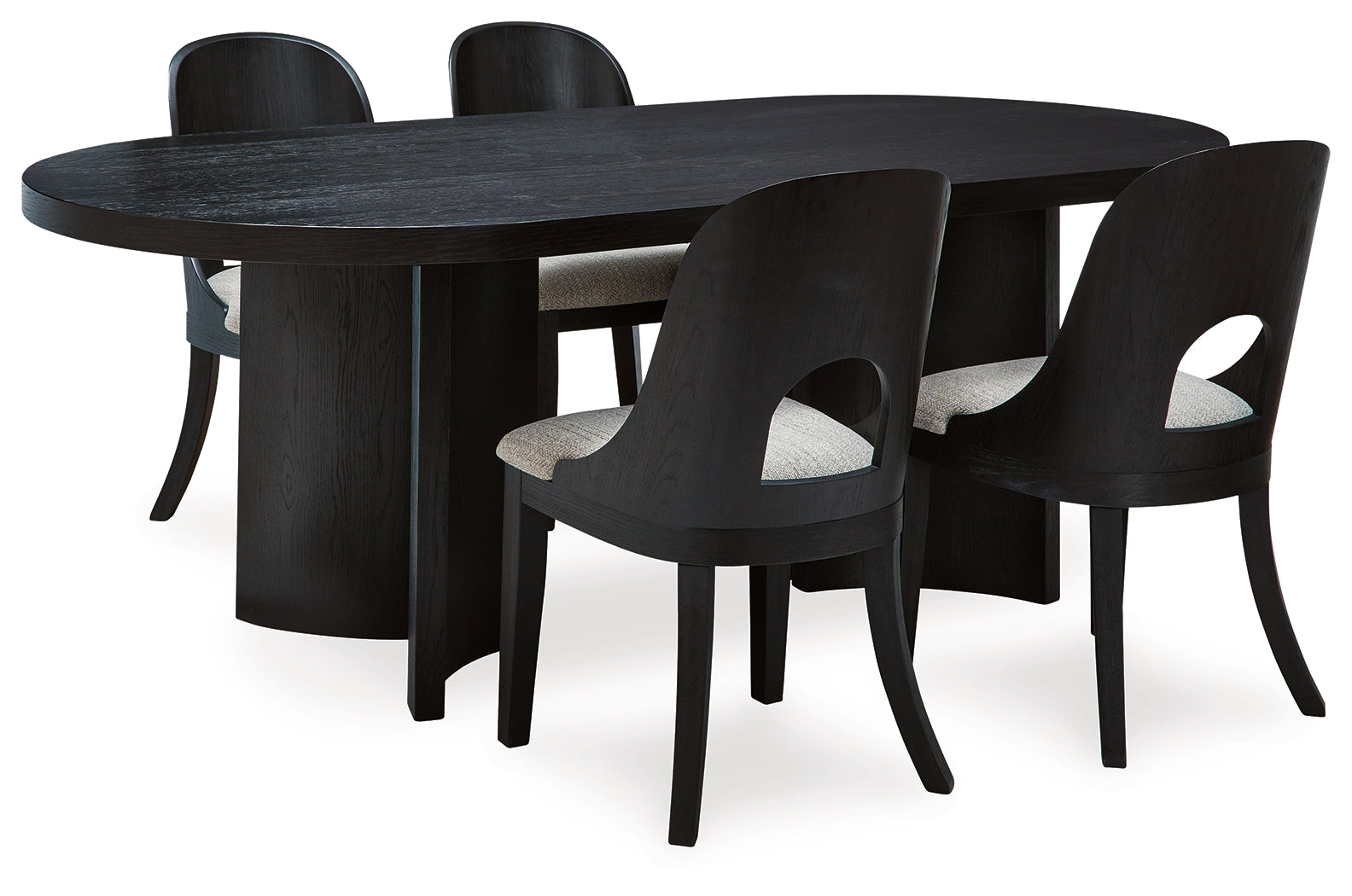 Rowanbeck Gray/Black Dining Table and 4 Chairs