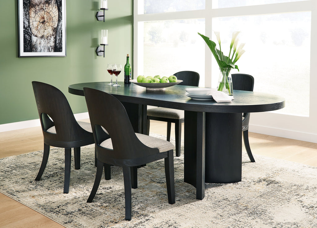 Rowanbeck Gray/Black Dining Table and 4 Chairs