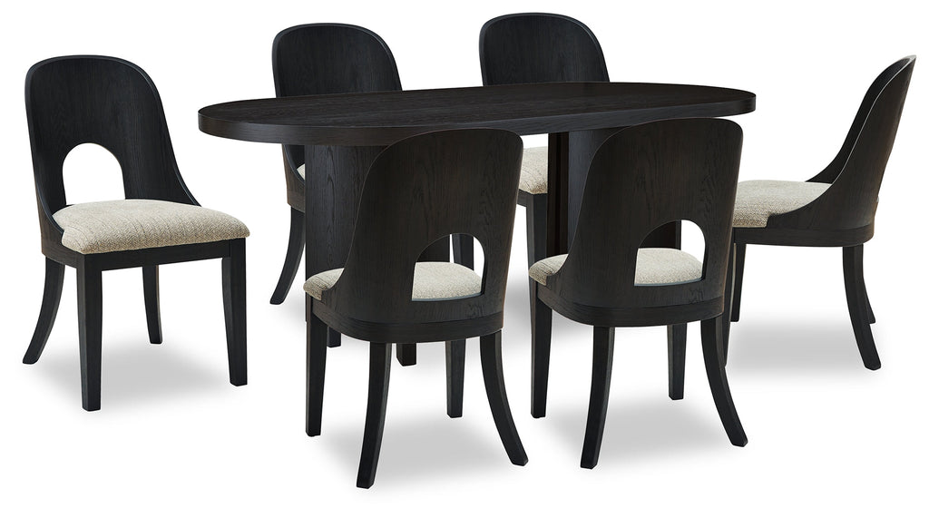Rowanbeck Gray/Black Dining Table and 6 Chairs