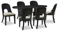 Rowanbeck Gray/Black Dining Table and 6 Chairs