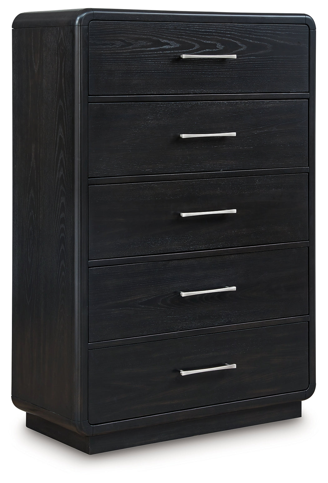 Rowanbeck /Black King Panel Bed, Dresser, Mirror, Chest and Nightstand, Gray