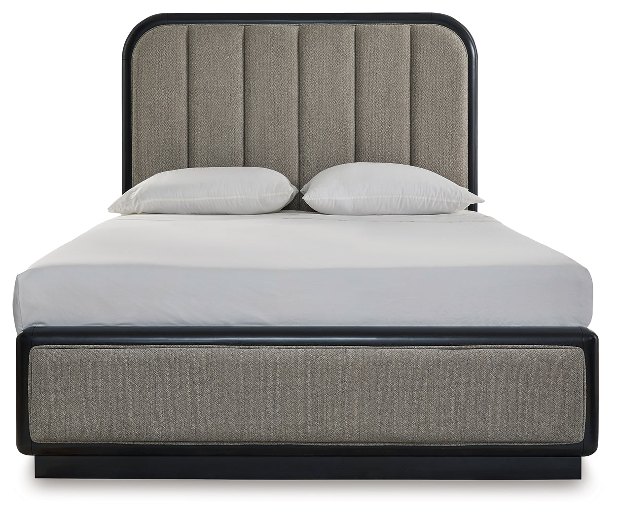 Rowanbeck Gray/Black Queen Upholstered Panel Bed