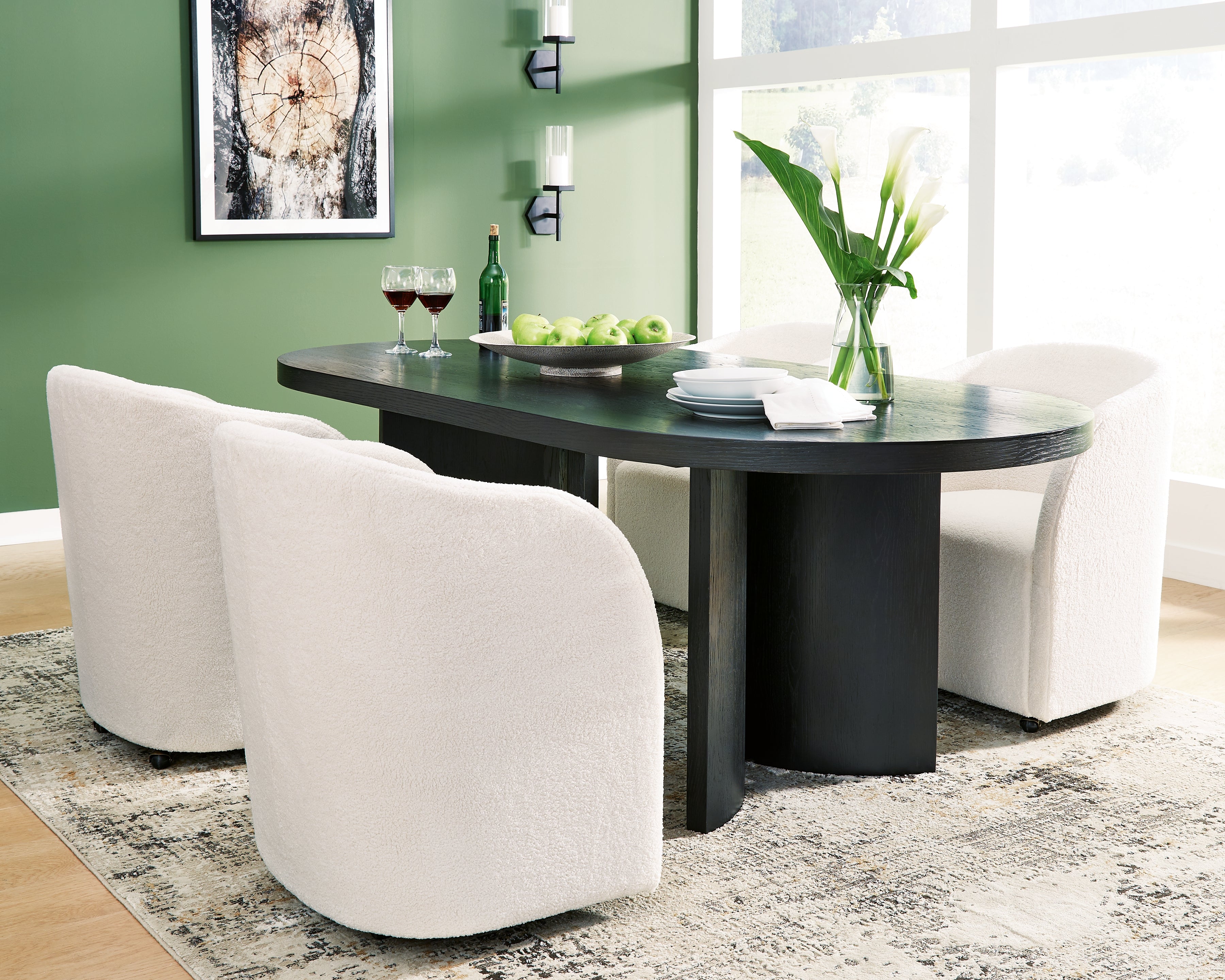 Rowanbeck Ivory Dining Table and 4 Chairs
