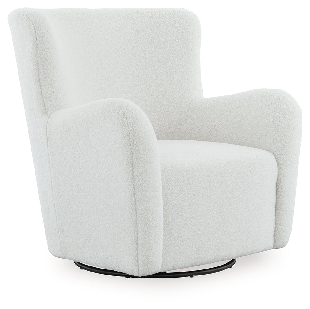 Rowenburg Cream Swivel Glider Accent Chair