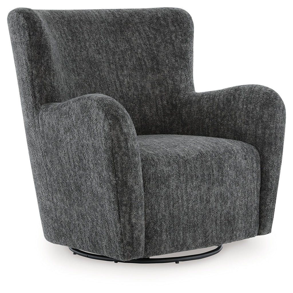 Rowenburg Heather Charcoal Swivel Glider Accent Chair