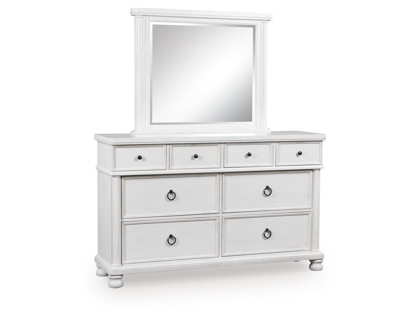 Rowlenstown Antique White Dresser and Mirror