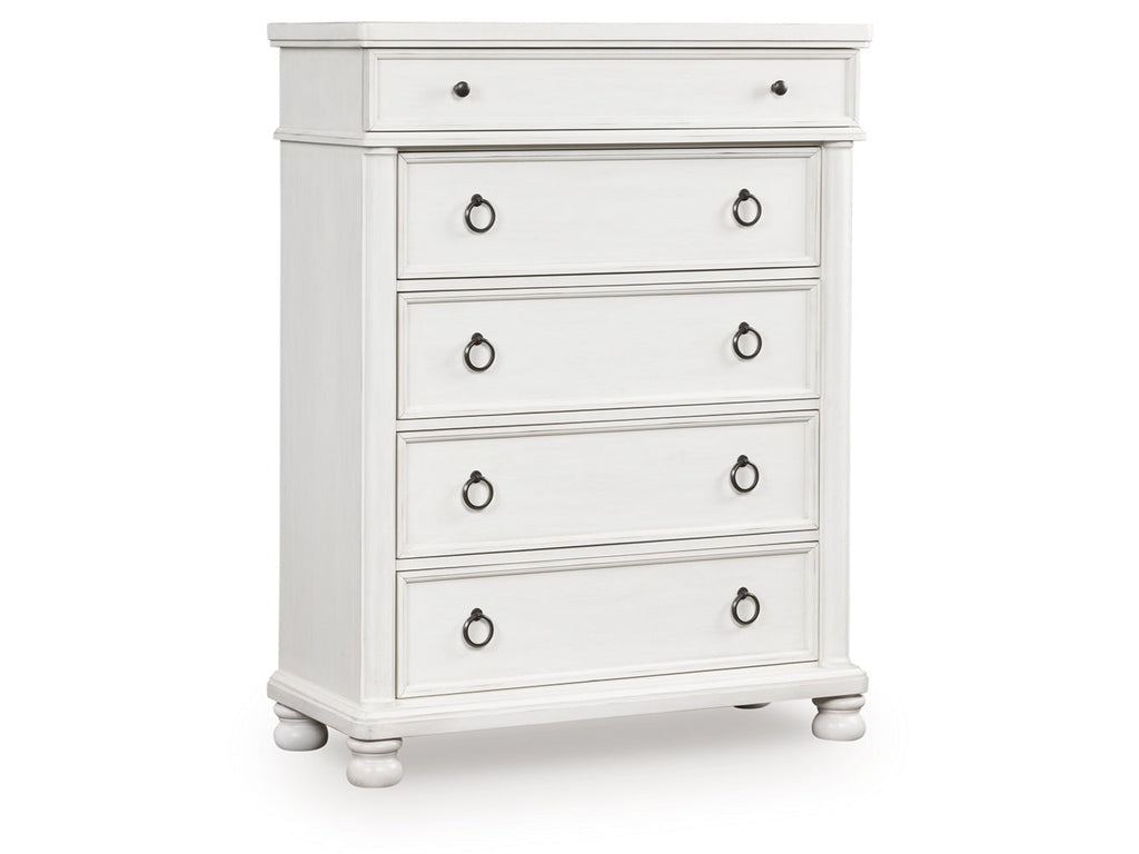 Rowlenstown Antique White Five Drawer Chest