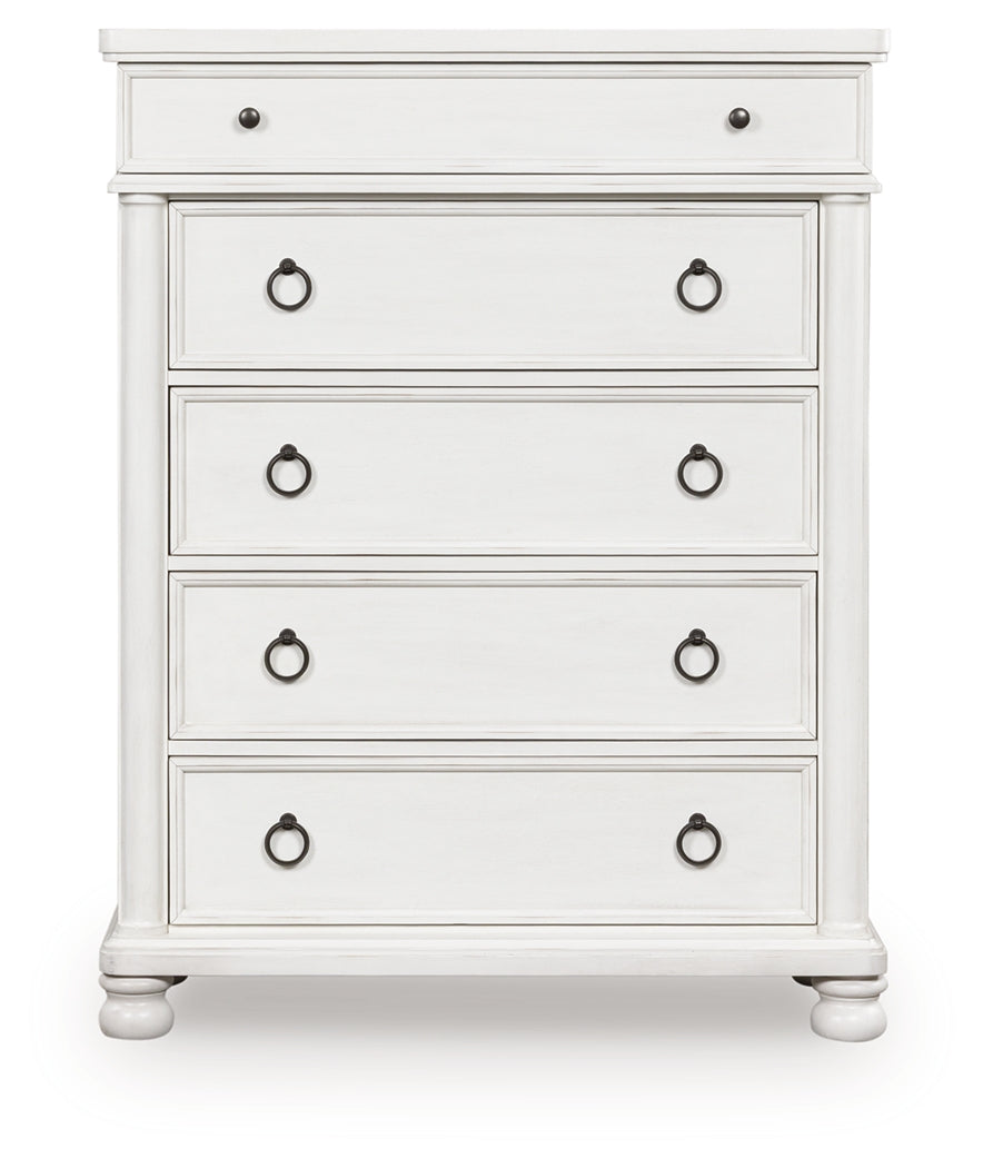 Rowlenstown Antique White Five Drawer Chest