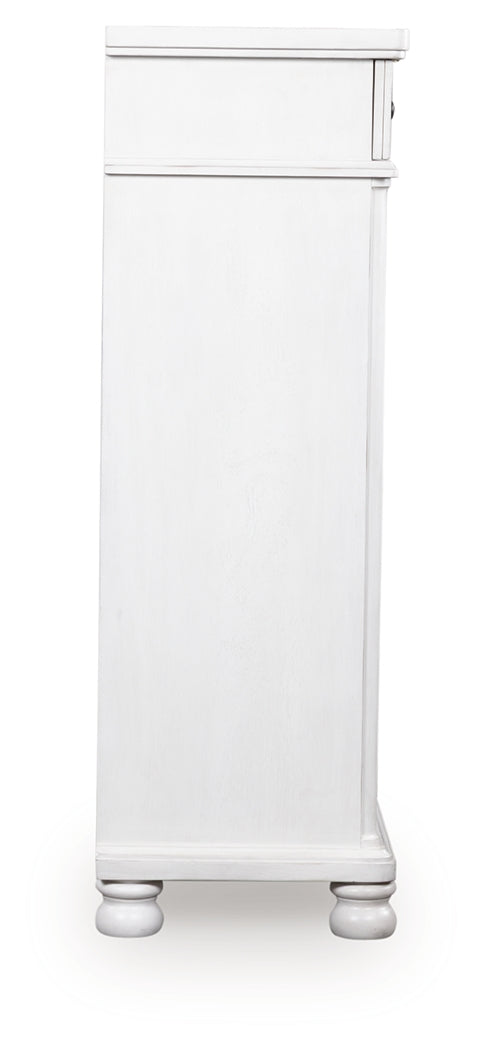 Rowlenstown Antique White Five Drawer Chest