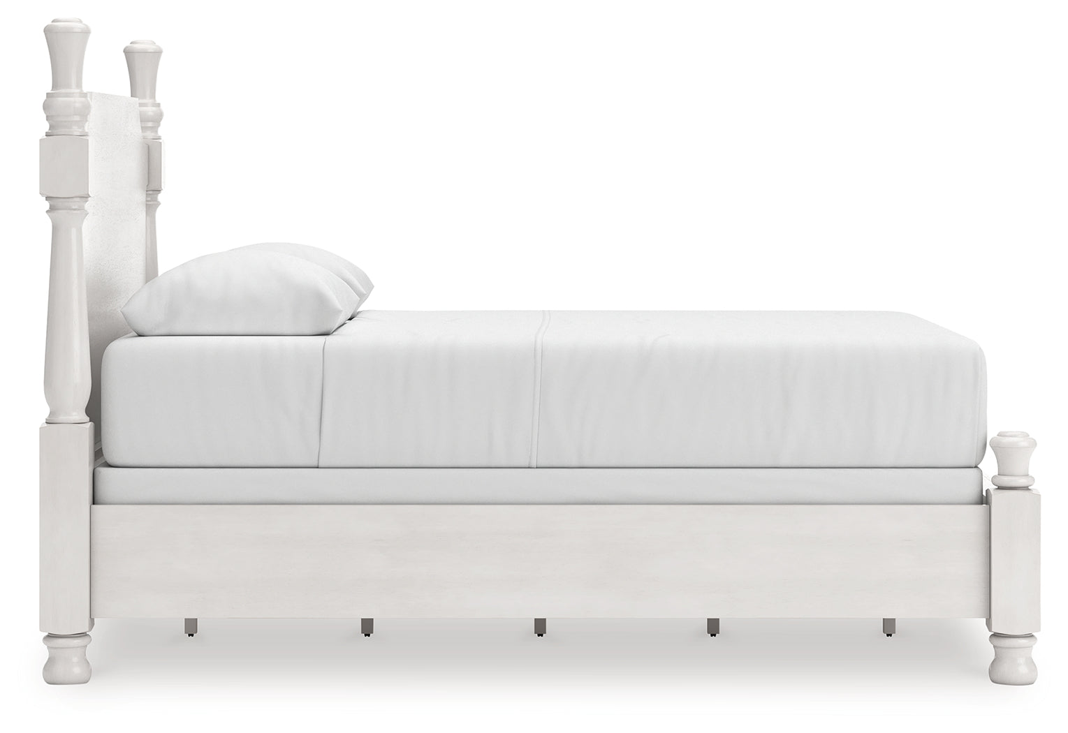 Rowlenstown Antique White Queen Poster Bed, Dresser and Mirror
