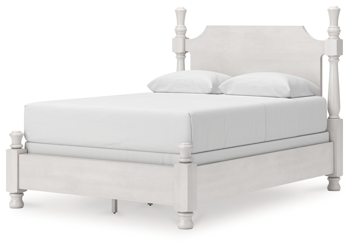 Rowlenstown Antique White Queen Poster Bed, Dresser and Mirror