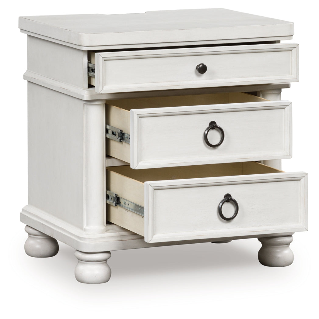 Rowlenstown Antique White Three Drawer Night Stand