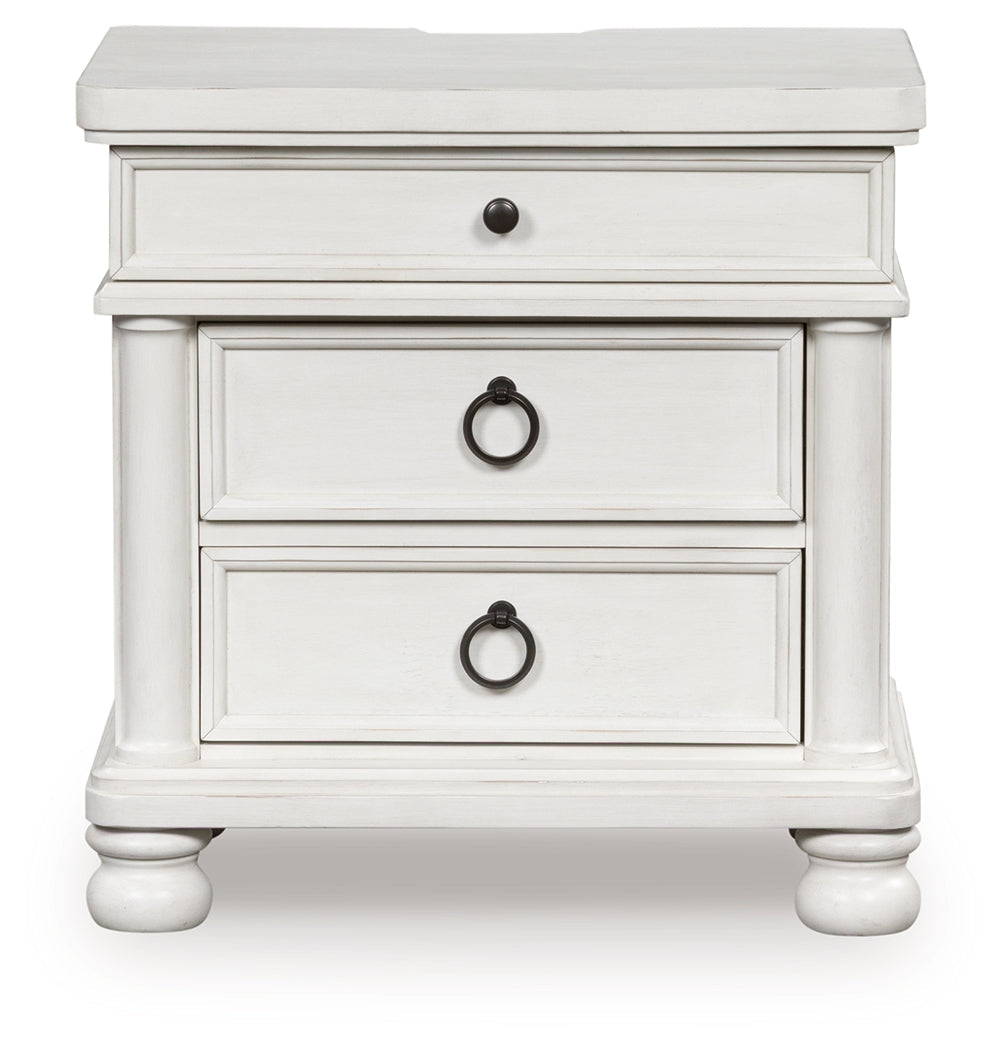 Rowlenstown Antique White Three Drawer Night Stand