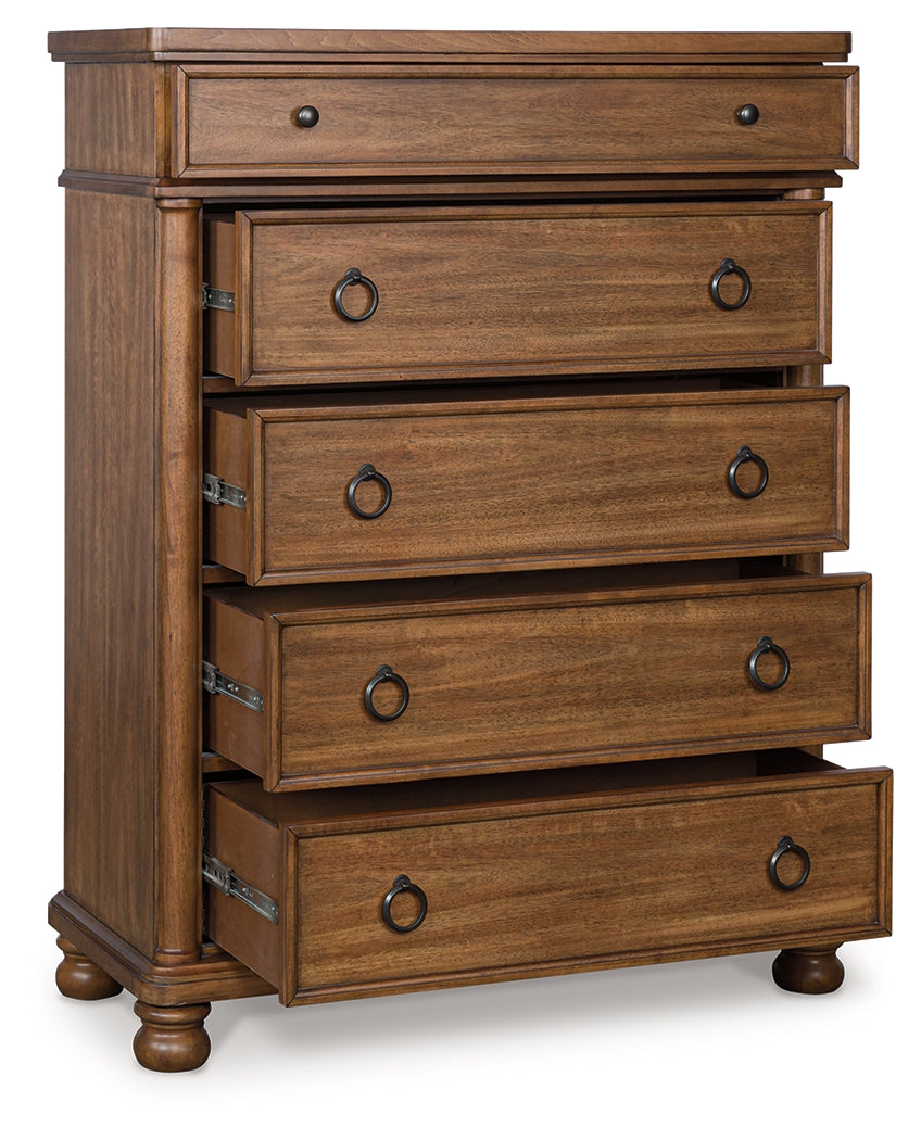 Rowlenstown Brown Five Drawer Chest