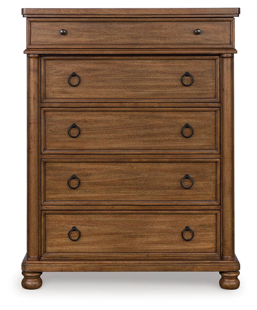 Rowlenstown Brown Five Drawer Chest