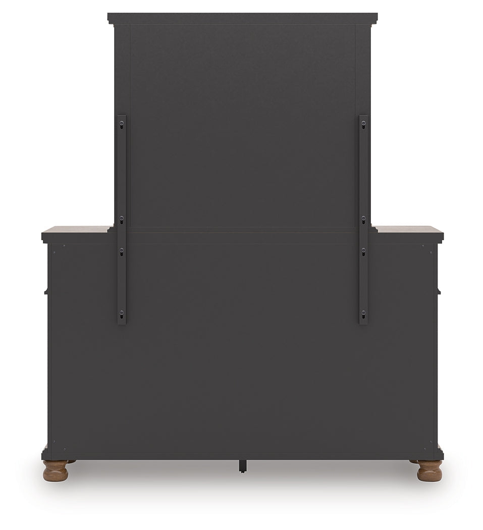 Rowlenstown Brown Queen Poster Bed, Dresser and Mirror