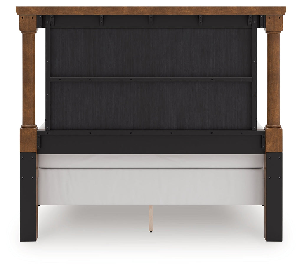 Rowlenstown Brown Queen Poster Bed, Dresser and Mirror