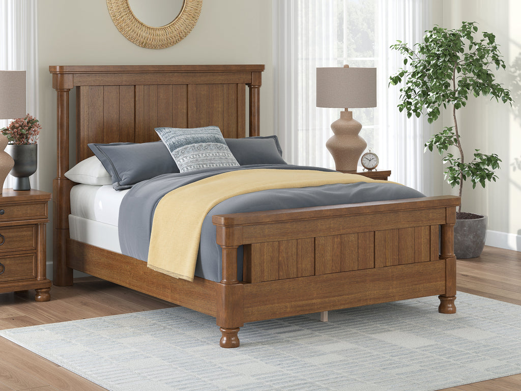 Rowlenstown Brown Queen Poster Bed, Dresser and Mirror