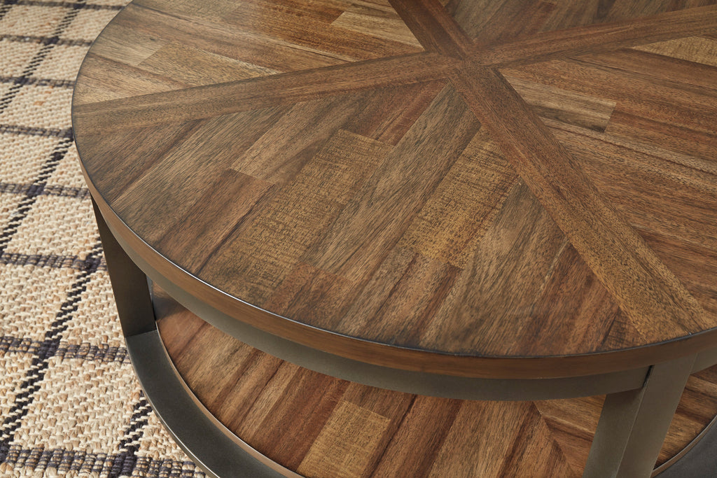 Roybeck Light Brown/Bronze Coffee Table Set (Set of 3)