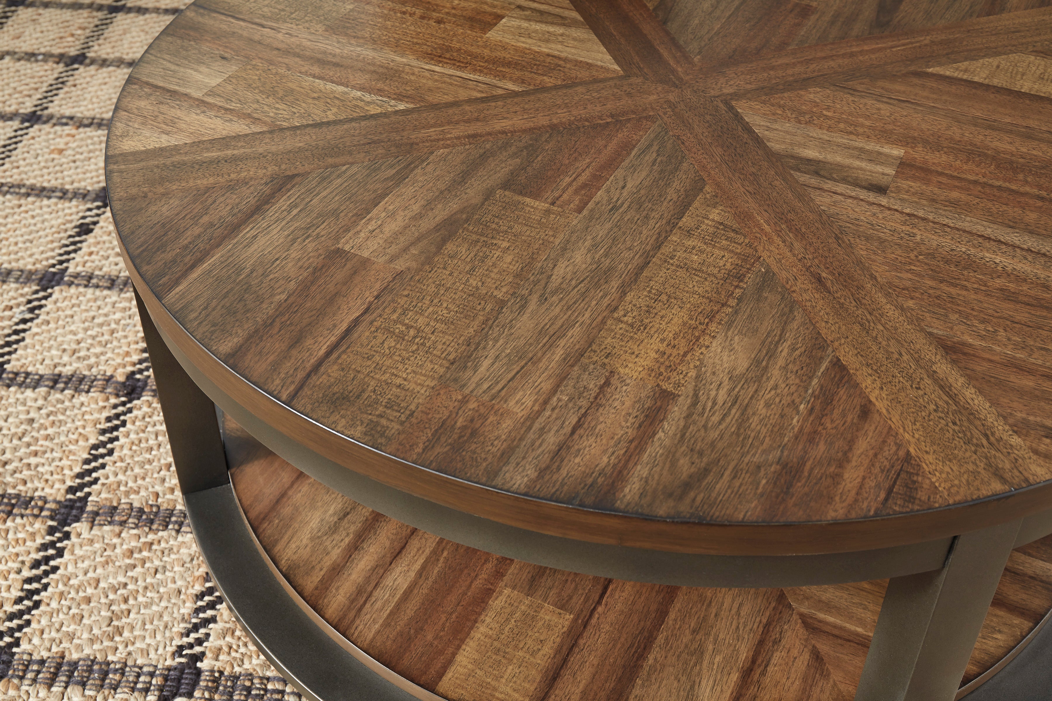 Roybeck Light Brown/Bronze Coffee Table Set (Set of 3)