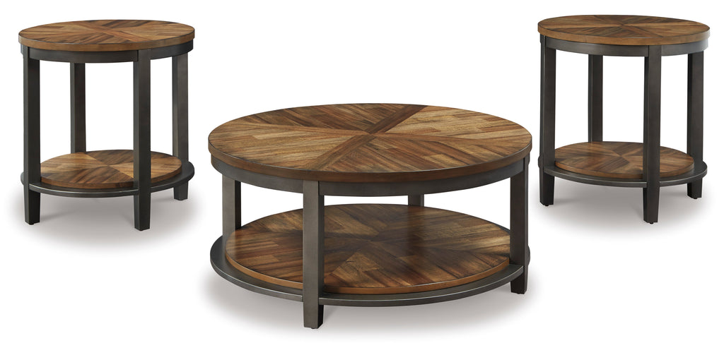 Roybeck Light Brown/Bronze Coffee Table Set (Set of 3)