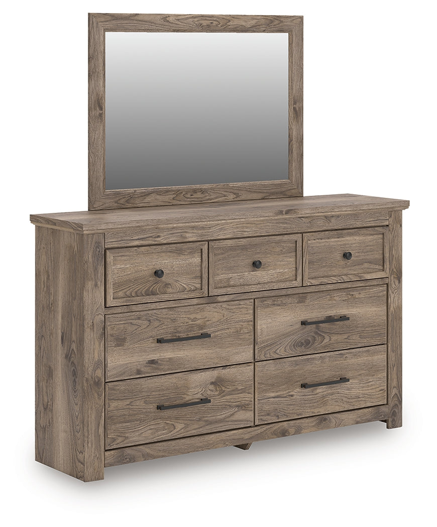 Rusticott King Panel Bed, Dresser, Mirror and Nightstand, Brown