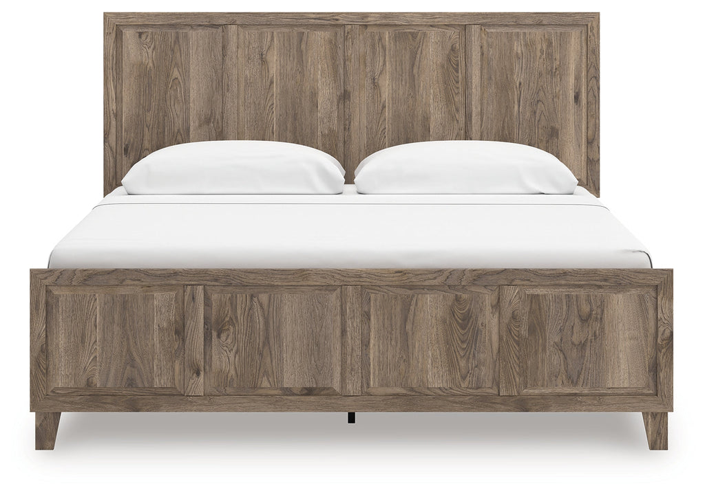 Rusticott King Panel Bed, Dresser, Mirror and Nightstand, Brown