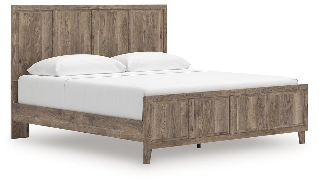 Rusticott King Panel Bed, Dresser, Mirror and Nightstand, Brown