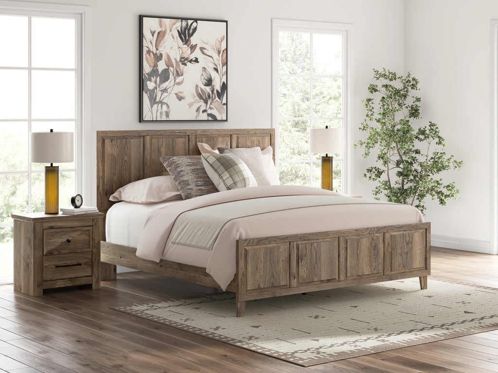 Rusticott King Panel Bed, Dresser, Mirror and Nightstand, Brown