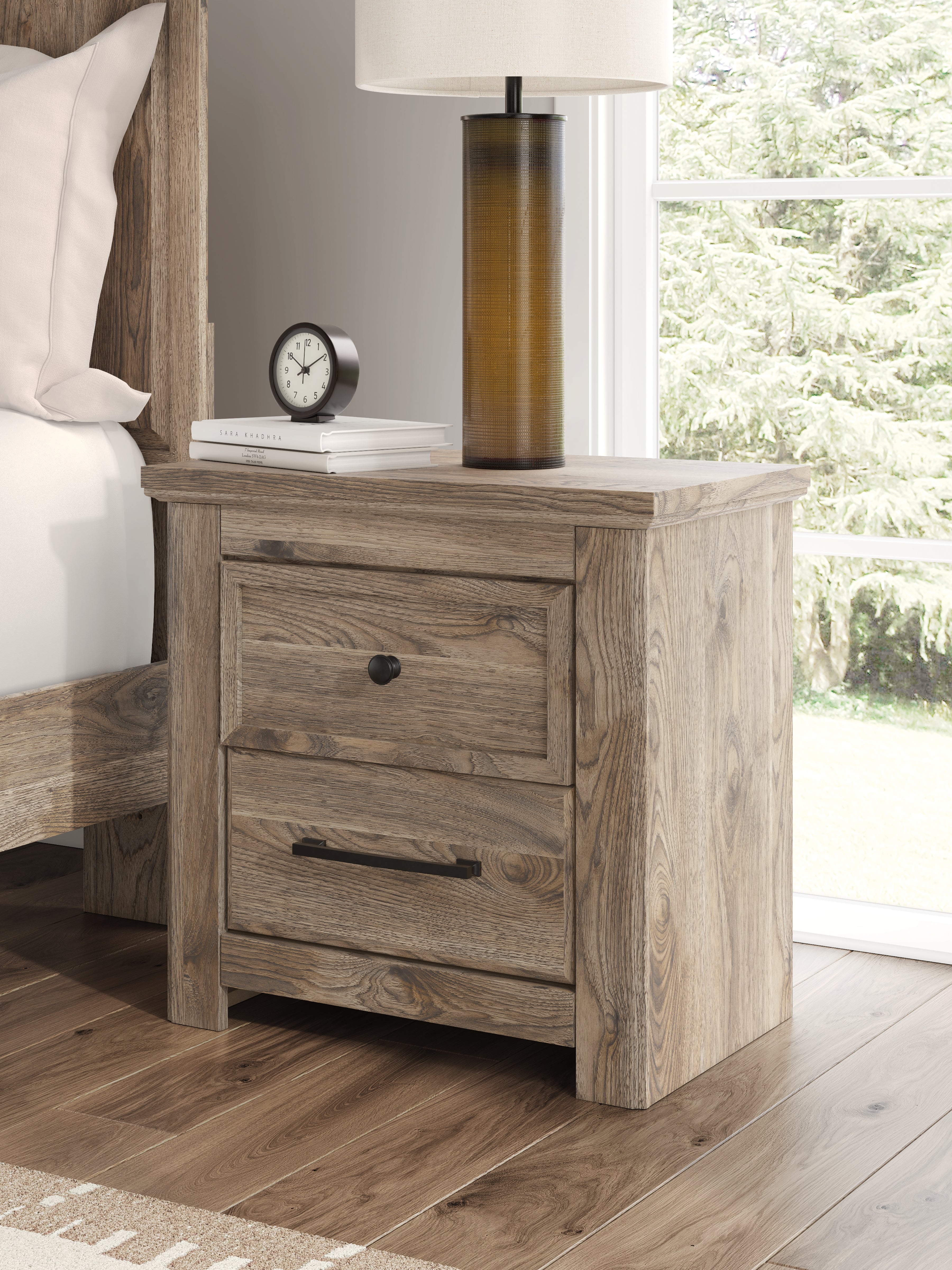 Rusticott King Panel Bed, Dresser, Mirror and Nightstand, Brown
