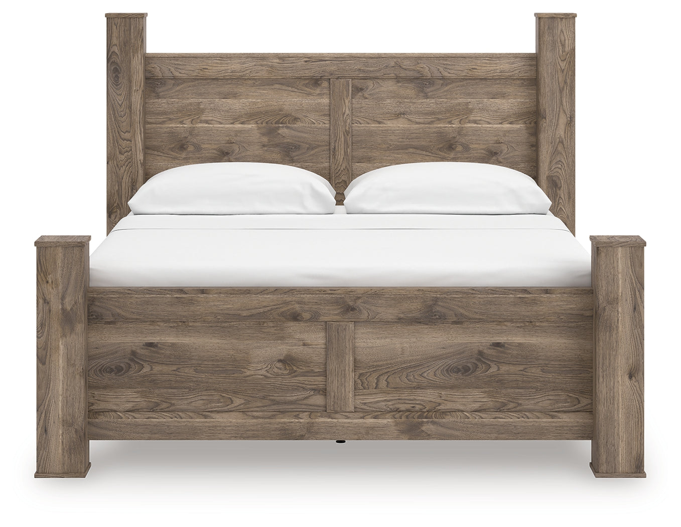 Rusticott King Poster Bed, Dresser, Mirror and Nightstand, Brown