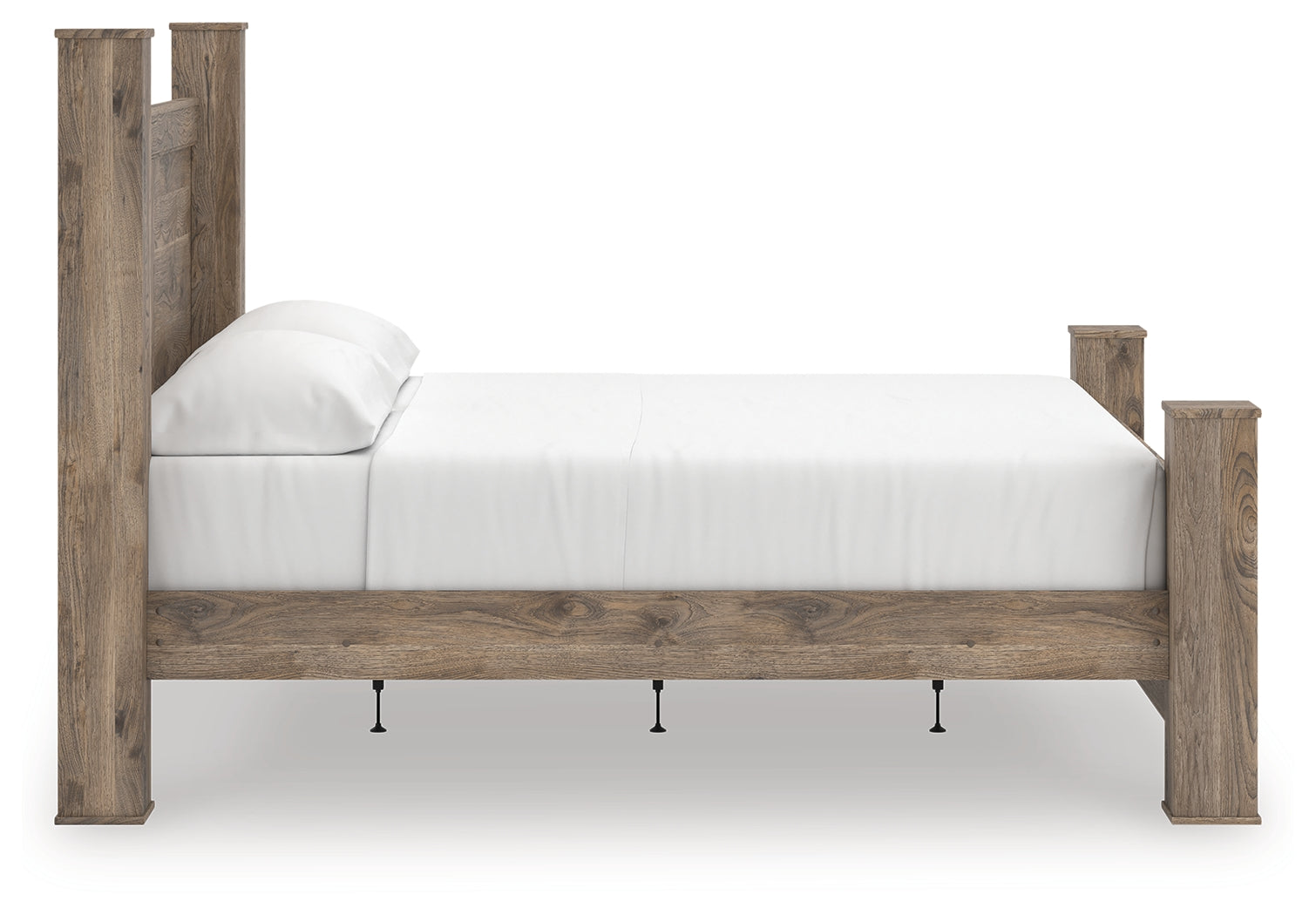 Rusticott King Poster Bed, Dresser, Mirror and Nightstand, Brown