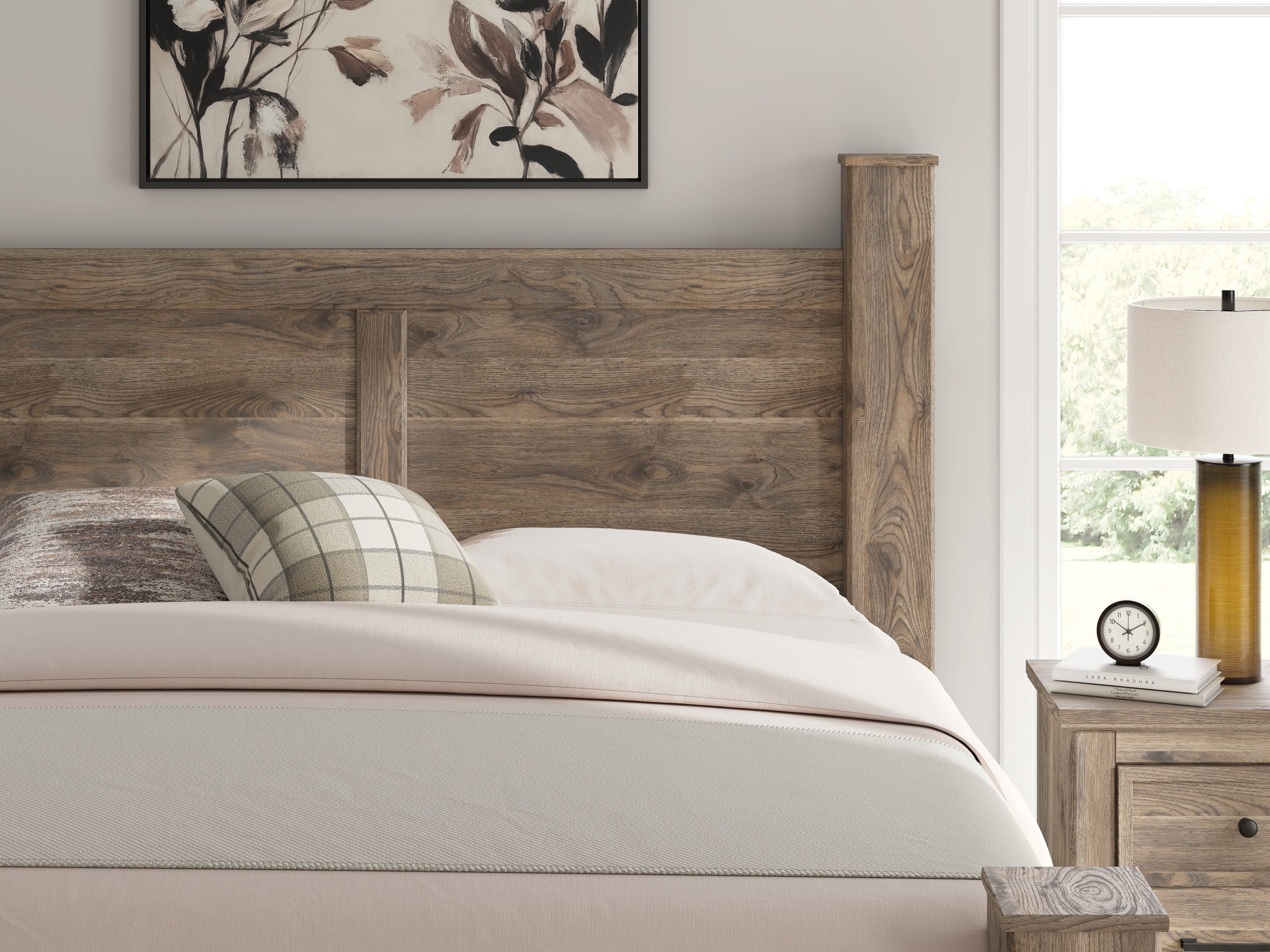 Rusticott King Poster Bed, Dresser, Mirror and Nightstand, Brown