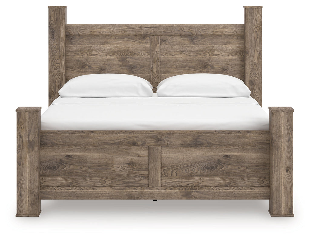 Rusticott Brown King Poster Bed, Dresser and Nightstand